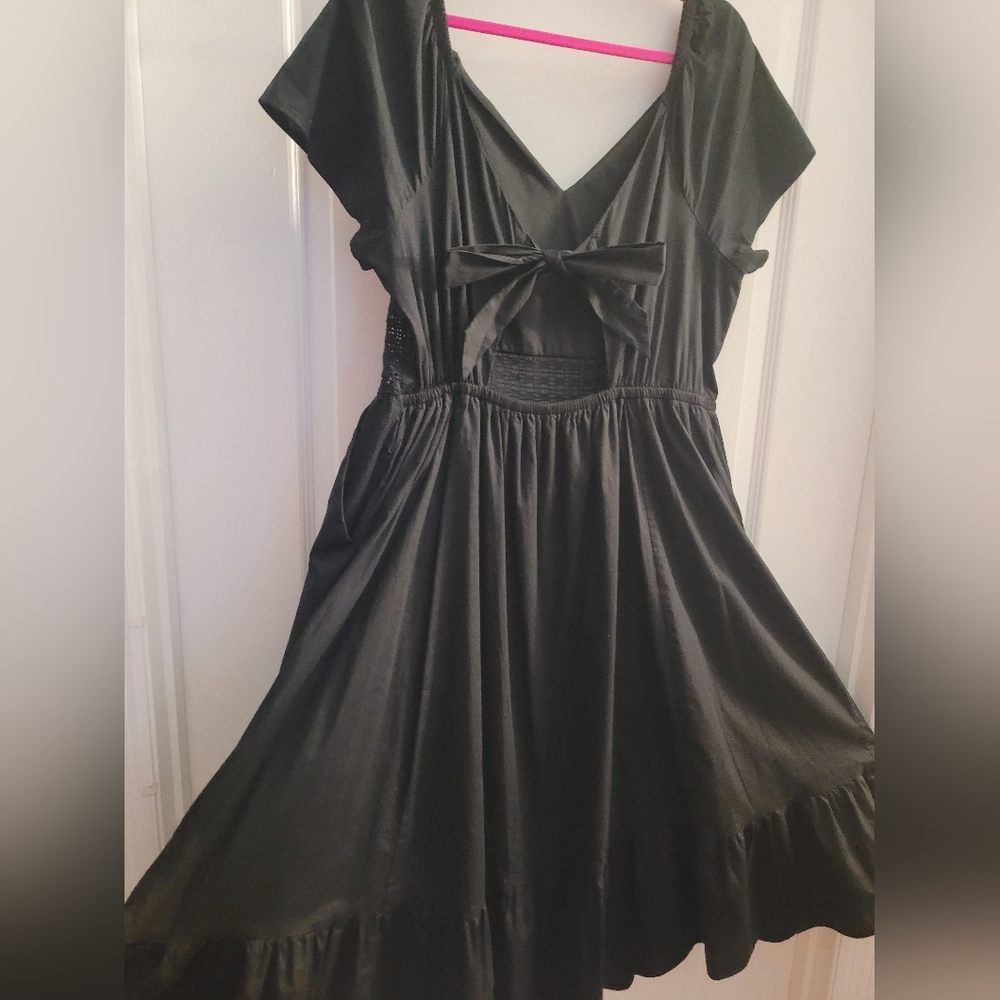 Torrid- NWOT Elegant Black Midi Dress with Ruffle Hem - Picture 9 of 12